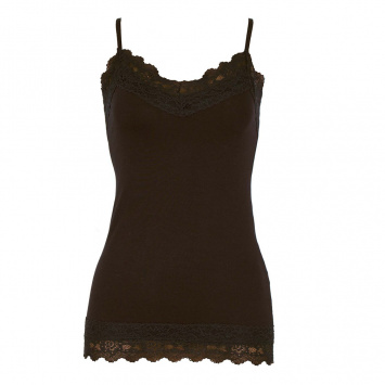 Camiseta viscosa. Con tirantes y encaje en pecho. DORIAN ROSALÍA