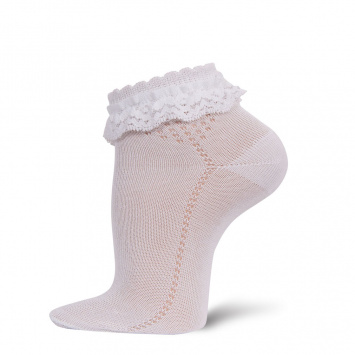 Calcetín ceremonia. Hilo calado con volantes. DORIAN 2192-6