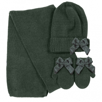 Conjunto gorro, bufanda y manoplas con lazo.DORIAN 4014-7