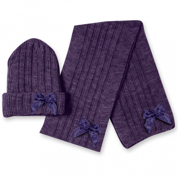 Conjunto gorro y bufanda con lazo con volumen.DORIAN 4015-7