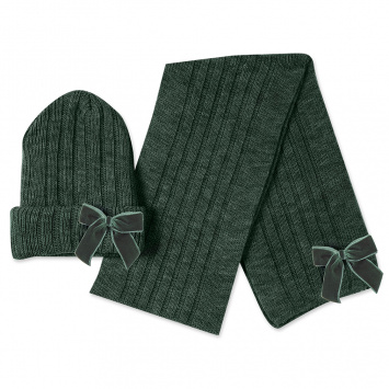 Conjunto gorro y bufanda con lazo de terciopelo.DORIAN 4026-7