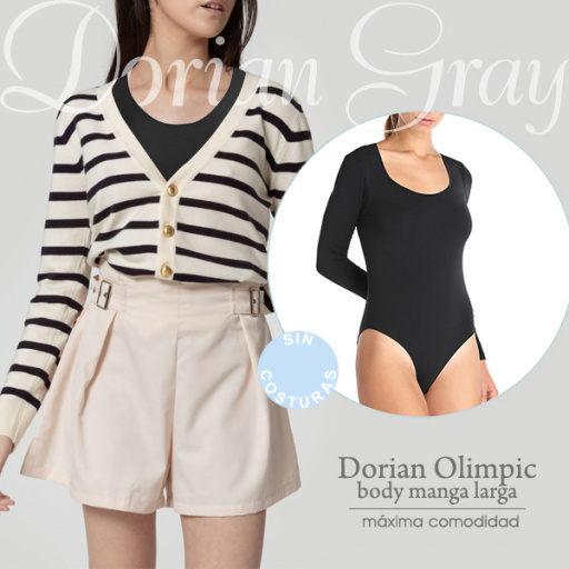 Body manga larga. Microfibra. Sin costuras. DORIAN OLIMPIC