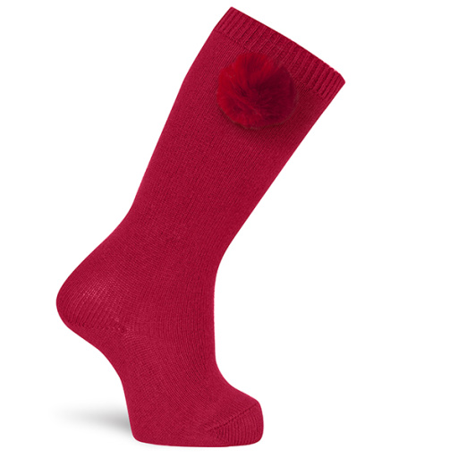 Calcetín alto con pompón suave.DORIAN 3114-3