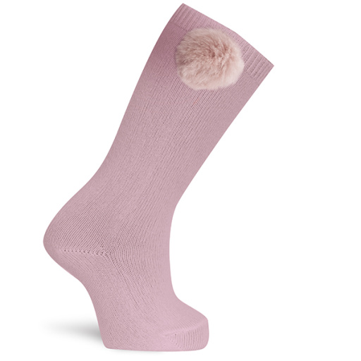 Calcetín alto con pompón suave.DORIAN 3114-3