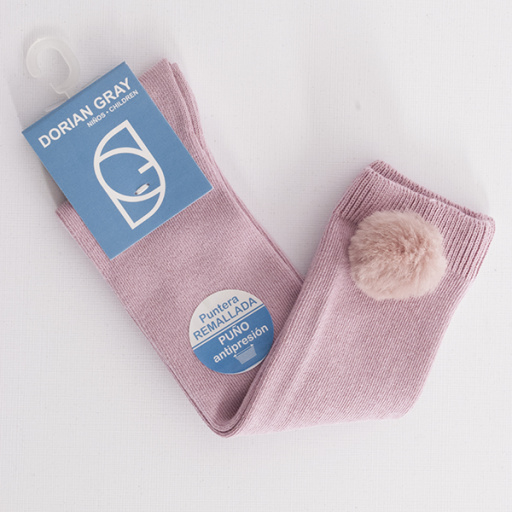 Calcetín alto con pompón suave.DORIAN 3114-3