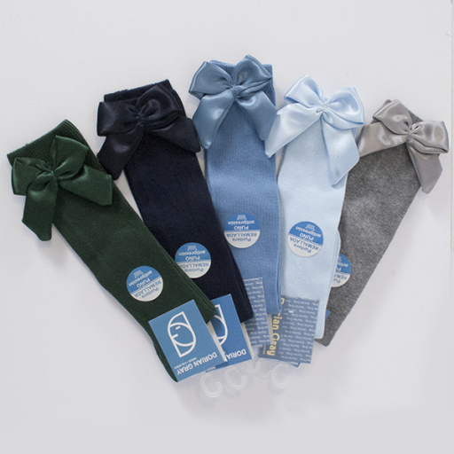 Calcetín alto algodón liso.Lazo raso 3D.DORIAN 3125-3