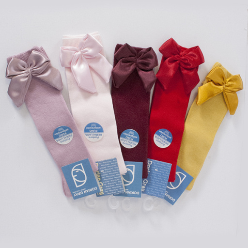 Calcetín alto algodón liso.Lazo raso 3D.DORIAN 3125-3