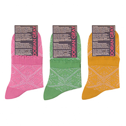 Calcetines algodón perlé mujer. Surtido 4 modelos. DORIAN 6594-2