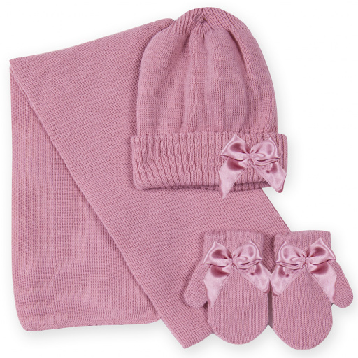 Conjunto gorro, bufanda y manoplas con lazo.DORIAN 4014-7