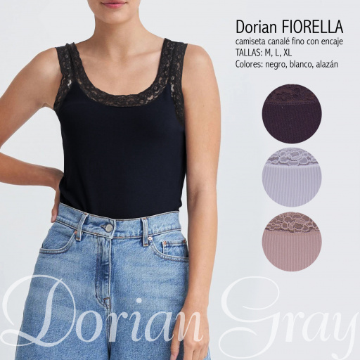 Camiseta canalé fino. Con encaje. DORIAN FIORELLA