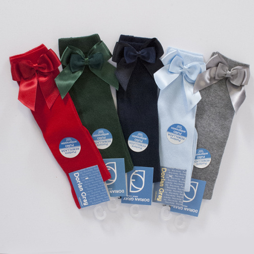 Calcetín alto con lazo raso y cinta de falla .DORIAN 3127-3