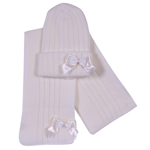 Conjunto gorro y bufanda con lazo doble.DORIAN 4024-7