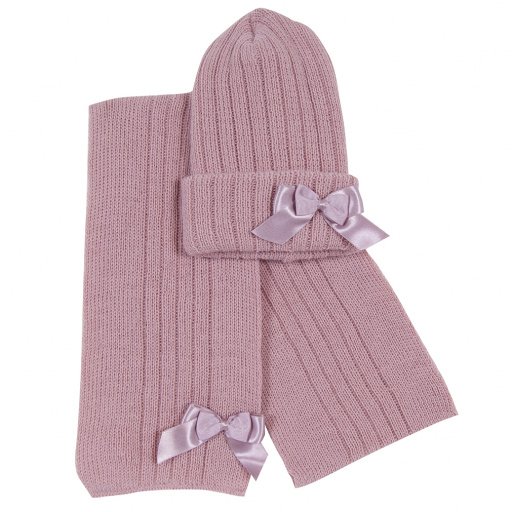 Conjunto gorro y bufanda con lazo doble.DORIAN 4024-7