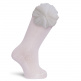 Calcetín alto algodón liso con rosetón de tul. DORIAN 3148-3