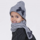 Conjunto gorro, bufanda y gauntes con lazo de terciopelo.DORIAN 4025-7